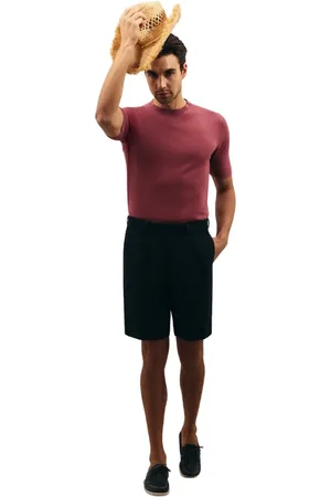 Boglioli Homme, Shorts, Bleu, Taille: L Shorts en lin plissé