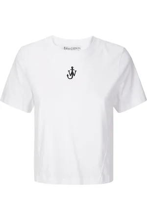 J.W.Anderson Femme, Tops, Blanc, Taille: 38 FR T-shirt court à logo brodé