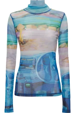 J.W.Anderson Femme, Tops, Bleu, Taille: 36 FR Chemisier à Manches Longues à Motifs Bleus