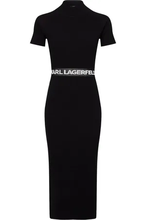 Karl Lagerfeld Femme, Robes, Noir, Taille: 38 FR Robe Tricot Sans Manches avec Logo