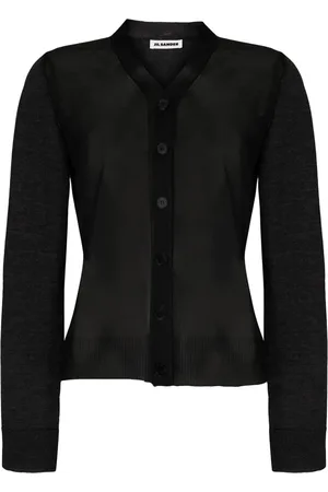 Jil Sander Femme, Pulls, Noir, Taille: 36 FR Cardigan en mélange de laine et soie