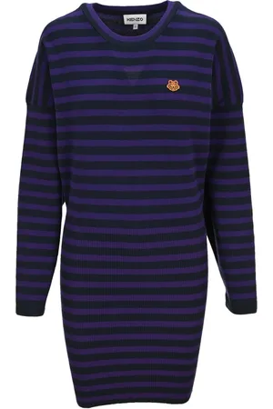 Kenzo Femme, Robes, Noir, Taille: 40 FR Mini-robe en maille rayée