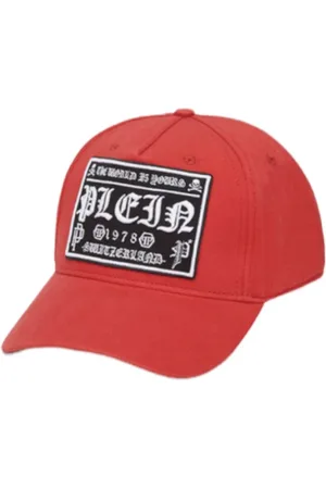 Philipp Plein Homme, Accessoires, Rouge, Taille: ONE Size Casquette Édition Limitée avec Patch Brodé Rouge