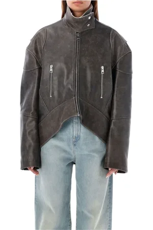 J.W.Anderson Femme, Vestes, Brun, Taille: 40 FR Veste en cuir à ourlet incurvé