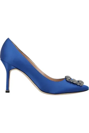 Manolo Blahnik Femme, Chaussures, Bleu, Taille: 36 EU Tissu chaussures-talons