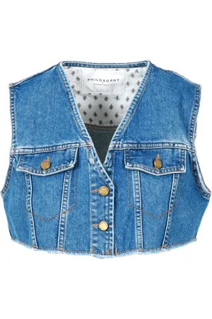 Serafini Femme, Vestes, Bleu, Taille: 40 FR Veste en jean avec poches à rabat et boutons