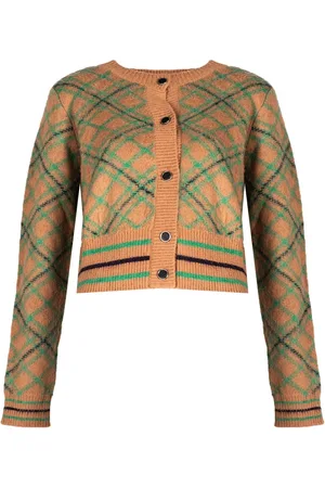 Pinko Femme, Pulls, Vert, Taille: 40 FR Cardigan Lâche à Carreaux