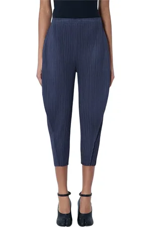 Issey Miyake Femme, Pantalons, Bleu, Taille: 42 FR Pantalon Lanterne Plissé Élégant