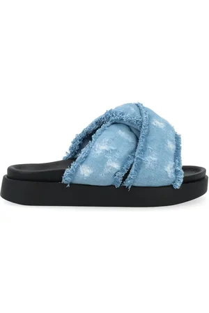 INUIKII Femme, Chaussures, Bleu, Taille: 37 EU Tongs Jeans Croisés