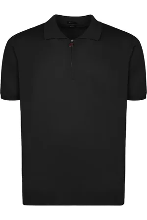 Kiton Homme, Tops, Noir, Taille: L Polo en coton à demi-fermeture éclair