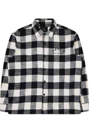 Edwin Homme, Chemises, Multicolore, Taille: L Chemise Oversize à Manches Longues Noir/Blanc
