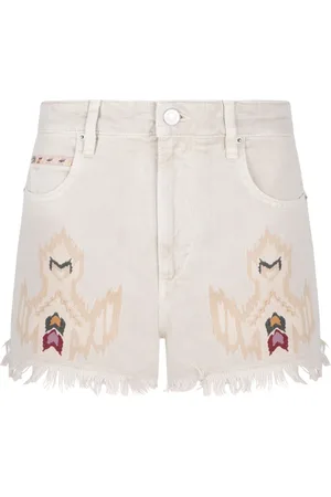 Isabel Marant Femme, Shorts, , Taille: 36 FR Shorts en Denim Écru Brodés