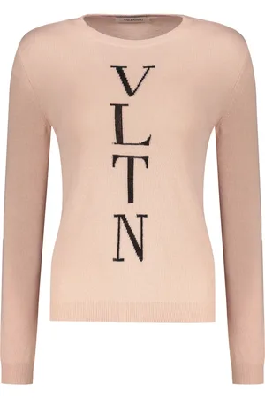 VALENTINO GARAVANI Femme, Pulls, Rose, Taille: 40 FR Pull Ras du Cou Côtelé avec Détail Logo