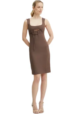 Patrizia Pepe Femme, Robes, Brun, Taille: 38 FR Robe Silhouette Ligne Verte
