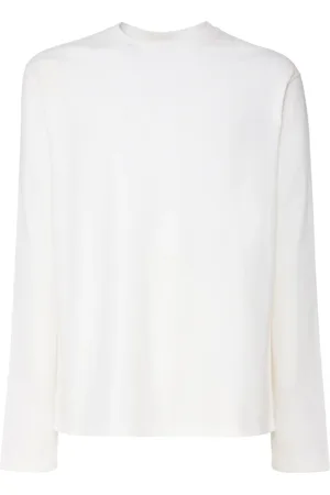 Jil Sander Homme, Tops, Blanc, Taille: M T-Shirt en Coton à Manches Longues