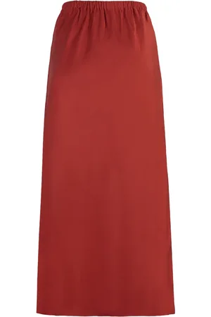 ZIMMERMANN Femme, Jupes, Rouge, Taille: 38 FR Jupe Longue Évasée en Lin avec Taille Élastique