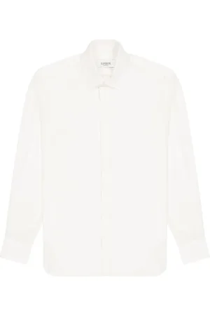 LANEUS Homme, Chemises, Blanc, Taille: XL Chemise en crêpe de chine de soie