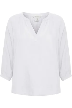 Part Two Femme, Blouses et Chemises, Blanc, Taille: 40 FR Chemisier en lin à col en V