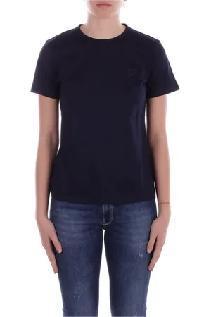 Dondup Femme, Tops, Bleu, Taille: 38 FR T-shirt Bleu Logo Avant et Arrière