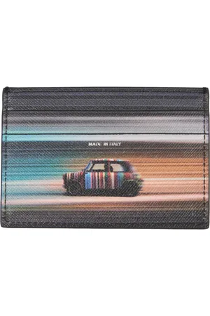 Paul Smith Homme, Accessoires, Noir, Taille: ONE Size Porte-cartes en cuir à imprimé multicolore