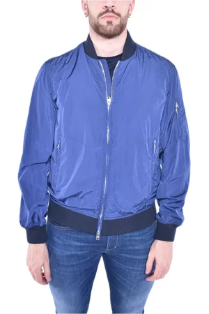 Woolrich Homme, Vestes, Bleu, Taille: XL Blouson Bomber Effet Froissé
