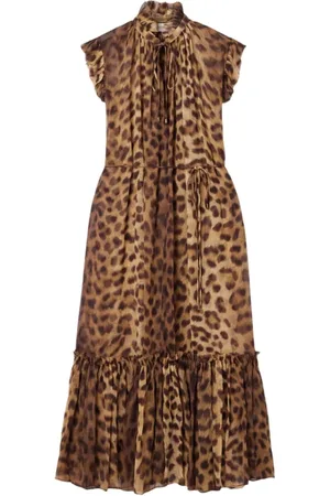 ZIMMERMANN Femme, Robes, Brun, Taille: 38 FR Robe Volantée avec Fleurs en Polyester