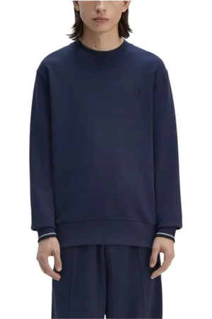 Fred Perry Homme, Sweatshirts et sweats à capuche, Bleu, Taille: L SweaT-shirt Tennis Bleu Logo Laurier