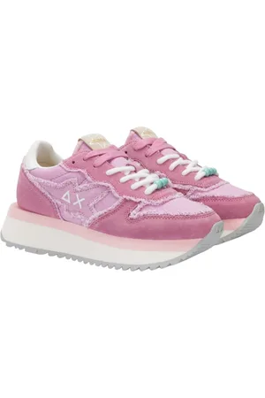 sun68 Femme, Chaussures, Rose, Taille: 37 EU Baskets Rose en Daim avec Détail en Toile