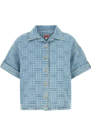 Kenzo Femme, Blouses et Chemises, Bleu, Taille: 38 FR Chemise en denim brodée