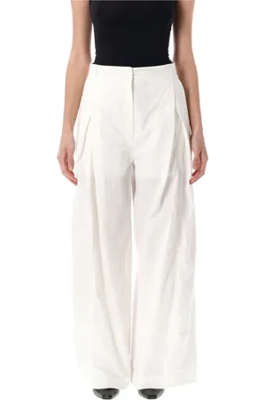 Low Classic Femme, Pantalons, Blanc, Taille: 38 FR Pantalon Blanc Large en Coton