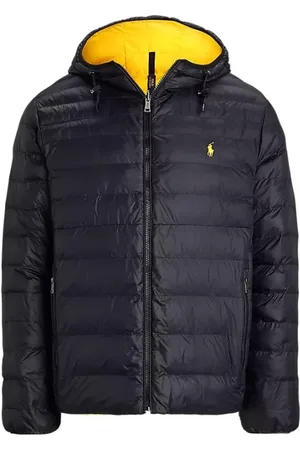 Ralph Lauren Homme, Vestes, Noir, Taille: M Veste à Capuche Réversible Noir Jaune