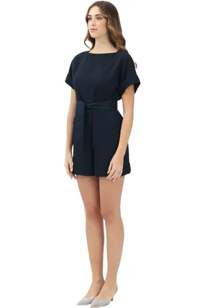 Armani Exchange Femme, Combinaisons et Ensembles, Bleu, Taille: 40 FR Combinaison courte bleue avec large encolure