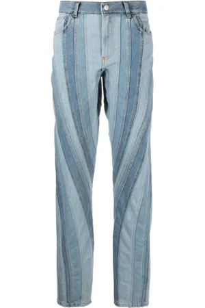 MUGLER Femme, Jeans, Bleu, Taille: 38 FR Jean Droit Spiral