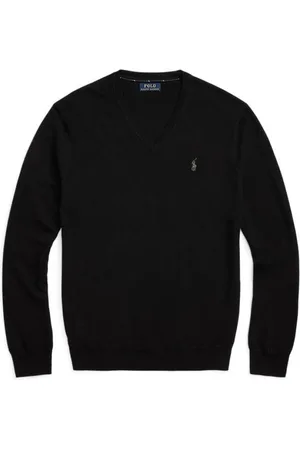 Ralph Lauren Homme, Pulls, Noir, Taille: M Gilet noir à manches longues et col en V