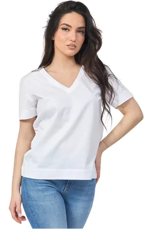 Alessia Santi Femme, Tops, Blanc, Taille: 40 FR T-shirt Blanc en Coton Col en V