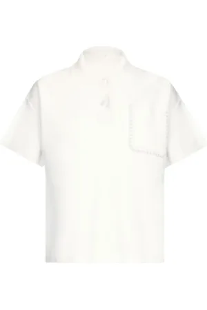 Liu Jo Femme, Tops, Blanc, Taille: 38 FR Polo en viscose avec détails en piqué