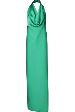 BLANCA Femme, Robes, Vert, Taille: 42 FR Robe en Soie Verte à Col Halter