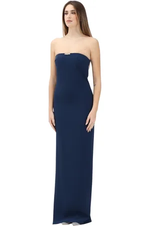 Elisabetta Franchi Femme, Robes, Bleu, Taille: 40 FR Robe Longue Bleue avec Strass