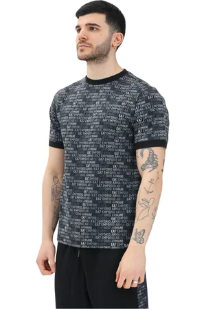 EA7 Homme, Tops, Noir, Taille: 2XL T-shirt noir à manches courtes style sportif