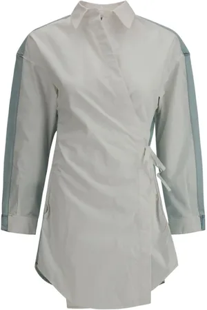 Diesel Femme, Blouses et Chemises, Blanc, Taille: 36 FR Robe portefeuille avec détail métallique et denim
