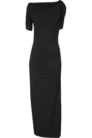 Jacquemus Femme, Robes, Noir, Taille: 36 FR Robe Midi Noire à Encolure Asymétrique
