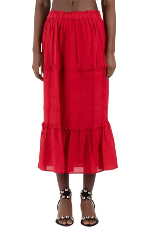 Isabel Marant Femme, Jupes, Rouge, Taille: 40 FR Jupe en mélange de coton rouge