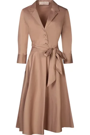 BLANCA Femme, Robes, Brun, Taille: 42 FR Robe patineuse marron avec manches trois-quarts