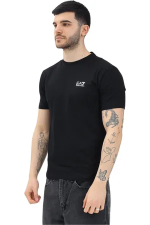 EA7 Homme, Tops, Noir, Taille: M T-shirt noir à manches courtes Style moderne