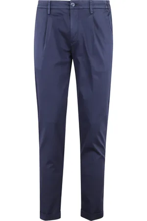 RE-HASH Homme, Pantalons, Bleu, Taille: W34 Pantalon élastique bleu avec pinces