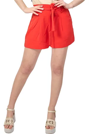 Gaudi Femme, Shorts, Rouge, Taille: 44 FR Shorts Rouges en Tissu Fluide avec Plis