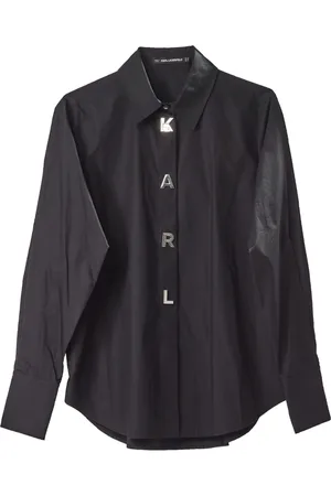 Karl Lagerfeld Femme, Blouses et Chemises, Noir, Taille: 38 FR Chemise Snap Popeline