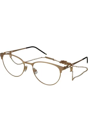 HUGO BOSS Femme, Accessoires, Jaune, Taille: ONE Size Montures optiques dorées en acier inoxydable avec chaîne