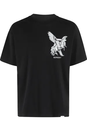 Represent Homme, Tops, Noir, Taille: L T-shirt Elegance Motion Noir Impression Contrastée