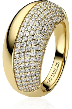 Sif Jakobs Femme, Accessoires, Jaune, Taille: 52 MM Bague en Argent Plaqué Or avec Zirconias Blancs